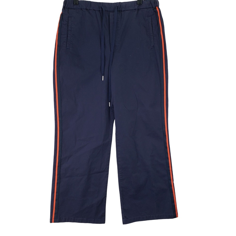 Anthropologie Maeve Pants Womens M Navy Orange Side Stripe Drawstring Athleisure